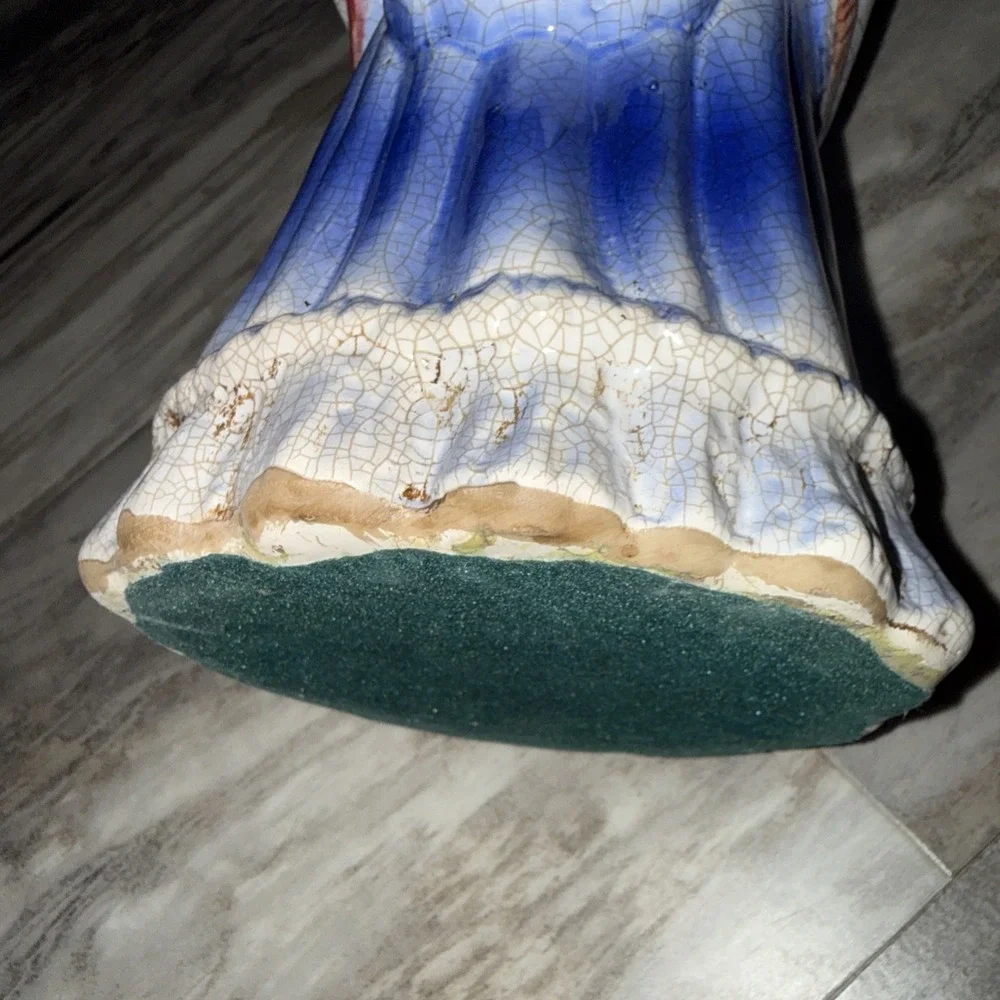 Vintage Crackle Finish Standing Ceramic Dog Statue 14